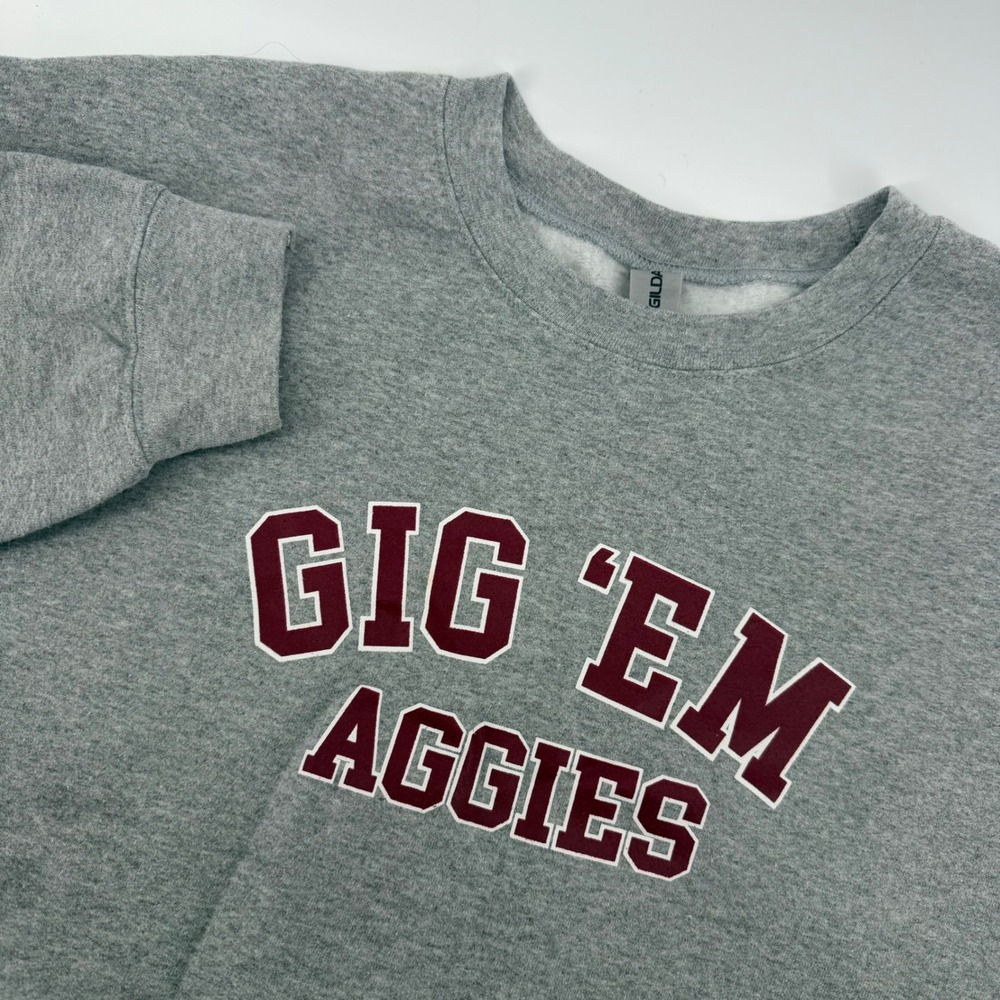 Gildan Sweatshirt Women Large Gray Gig Em Aggies Texas A&M Heavy Blend Crewneck